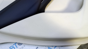Door trim card rear left Lincoln MKC 15- beige with beige insert leather, armrest dark brown leather, insert wood structure, chrome, dents, scuffs