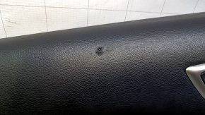 Door trim card rear left Ford Edge 15-18 black with beige insert leather, armrest black leather, scratches, abrasions, scuffs, dents