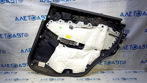Door trim card rear left Ford Edge 15-18 black with beige insert leather, armrest black leather, scratches, abrasions, scuffs, dents