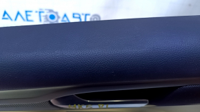 Door trim card rear left Ford Fusion mk5 13-16 beige with beige insert cloth, armrest beige leather, molding gray structure, dent, abrasions, scratches, pokes, whitened plastic