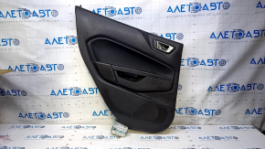 Door trim card rear left Ford Fiesta 11-19 black with black insert plastic, armrest black plastic, scratches, abrasions