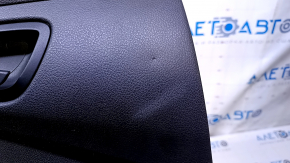 Door trim card rear left Ford Focus mk3 15-18 black with black insert plastic, armrest black plastic, handle black matte, under fur window lifter, scratches, abrasions, bump