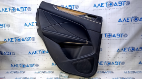 Door trim card rear left Lincoln MKC 15- black with black insert leather, armrest black leather, molding light wood structure, dents, scuffs, abrasions, scratches