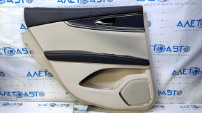 Door trim card rear left Lincoln MKX 16- beige with beige insert leather, brown armrest leather, insert temon wood structure, scuffs, dents, abrasions, scratches