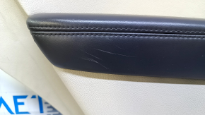 Door trim card rear left Lincoln MKX 16- beige with beige insert leather, brown armrest leather, insert temon wood structure, scuffs, dents, abrasions, scratches