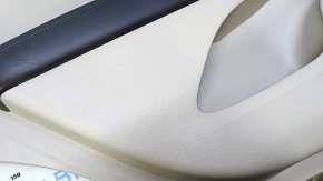 Door trim card rear left Lincoln MKX 16- beige with beige insert leather, brown armrest leather, insert temon wood structure, scuffs, dents, abrasions, scratches