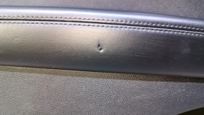 Door trim card rear left Lincoln MKX 16- black with black insert leather, armrest black leather, insert dark wood gloss, under the tweeter, dent, abrasions, scratches, pokes, breakage of the crepe