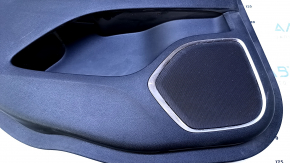 Door trim card rear left Lincoln MKX 16- black with black insert leather, armrest black leather, insert dark wood gloss, under the tweeter, dent, abrasions, scratches, pokes, breakage of the crepe