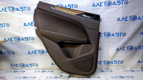 Door trim card rear left Lincoln MKC 15- brown with brown insert leather, armrest brown leather, molding light wood structure, dents, abrasions, scratches