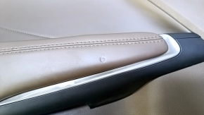 Door trim card rear left Lincoln MKC 15- brown with brown insert leather, armrest brown leather, molding light wood structure, dents, abrasions, scratches