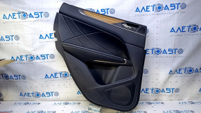 Door trim card rear left Lincoln MKC 15- black with black insert leather, armrest black leather, molding light wood structure, dents, abrasions, scratches