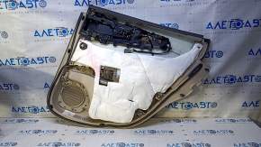 Door trim card rear left Lincoln MKX 16- beige with beige insert leather, brown armrest leather, insert temon wood structure, under the tweeter, scuff, dents, scratches