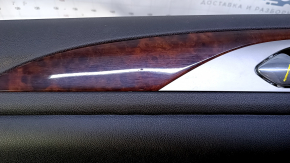 Door trim card rear left Lincoln MKZ 17-20 black with black insert leather, armrest black leather, insert dark wood gloss, under the tweeter, scratches, abrasions, broken fasteners