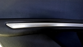 Door trim card rear left Lincoln MKZ 17-20 black with black insert leather, armrest black leather, insert dark wood gloss, under the tweeter, scratches, abrasions, broken fasteners