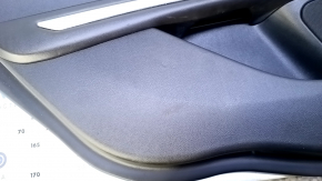 Door trim card rear left Lincoln MKZ 17-20 black with black insert leather, armrest black leather, insert dark wood gloss, under the tweeter, scratches, abrasions, broken fasteners