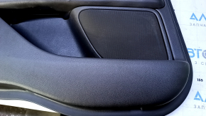 Door trim card rear left Lincoln MKZ 17-20 black with black insert leather, armrest black leather, insert dark wood gloss, under the tweeter, scratches, abrasions, broken fasteners