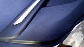 Door trim card rear left Lincoln MKZ 17-20 black with black insert leather, armrest black leather, insert dark wood gloss, under the tweeter, scratches, abrasions, bumps, broken fasteners