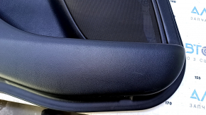 Door trim card rear left Lincoln MKZ 17-20 black with black insert leather, armrest black leather, insert dark wood gloss, under the tweeter, scratches, abrasions, bumps, broken fasteners