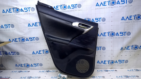 Door trim card rear left Lexus CT200h 11-17 black with black insert leather, armrest black leather, molding gray structure, abrasions, scratches, scuffs