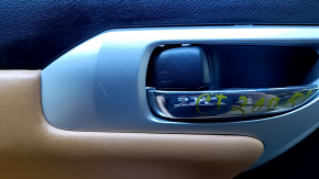 Door trim card rear left Lexus CT200h 11-17 black with orange insert leather, armrest orange leather, molding gray structure, scratches, abrasions, bump