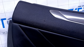 Door trim card rear left Lincoln MKC 15- black with black insert leather, armrest black leather, molding gray structure, under the tweeter, dents, bumps, abrasions, scratches