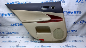 Door trim card rear left Lexus GS300 GS350 GS430 GS450h 06-07 beige with beige insert leather, armrest beige leather, trim wood gloss, scuffs, abrasions, scratches, for dry cleaning