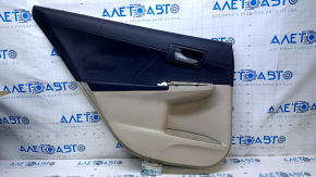 Door trim card rear left Toyota Camry v50 12-14 usa beige with black insert plastic, armrest rubber, scratches, abrasions