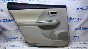 Door trim card rear left Toyota Prius V 12-17 beige with beb insert cloth, armrest beige cloth, scuffs, scratches