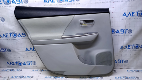 Door trim card rear left Toyota Prius V 12-17 gray with gray insert cloth, armrest gray cloth, scuffs, scratches, pokes