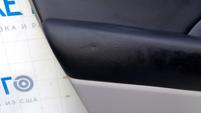 Door trim card rear left Toyota Highlander 14-16 gray with black insert leather, armrest black leather, molding dark wood structure, under JBL with curtain, pokes, scratches, abrasions