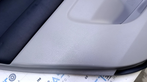 Door trim card rear left Toyota Highlander 14-16 gray with black insert leather, armrest black leather, molding dark wood structure, under JBL with curtain, pokes, scratches, abrasions