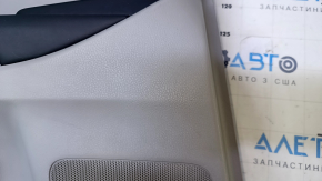 Door trim card rear left Toyota Highlander 14-16 gray with black insert leather, armrest black leather, molding dark wood structure, under JBL with curtain, pokes, scratches, abrasions