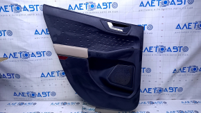 Door trim card rear left Ford Escape MK4 20-22 black with black insert plastic, armrest beige leather, scratches, abrasions, for cleaning
