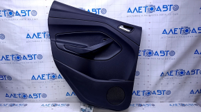 Door trim card rear left Ford Escape MK3 13-16 prerest black with black insert plastic, armrest black leather, scratches, abrasions