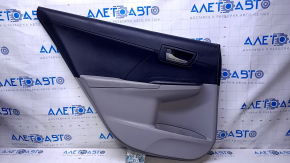 Door trim card rear left Toyota Camry v50 12-14 usa gray with black insert plastic, gray armrest rubber, scuffs, scratches