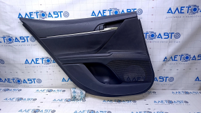 Door trim card rear left Toyota Camry v70 18 black with black insert plastic, armrest black leather, molding chrome, scratches, abrasions