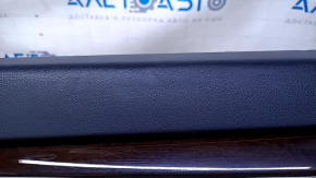Door trim card rear left Lexus ES300h ES350 13-18 black with black insert leather, armrest black leather, molding dark wood gloss, dents, abrasions, scratches