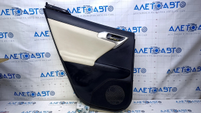 Door trim card rear left Lexus CT200h 11-17 black with beige insert leather, armrest beige leather, molding gray structure, scratches, abrasions, for dry cleaning