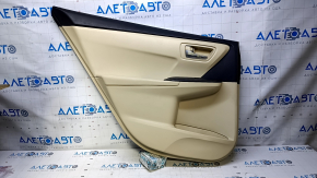 Door trim card rear left Toyota Camry v55 15-17 usa beige with beige insert plastic, armrest beige rubber, scratches, abrasions