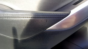 Door trim card rear left Mazda 6 13-15 Sport black with black insert leather, armrest black leather, molding gray gloss, bumps, dents, scratches, abrasions