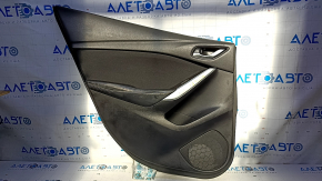 Door trim card rear left Mazda 6 13-15 Sport black with black insert cloth, armrest black leather, molding gray gloss, dents, scratches, abrasions