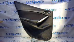 Door trim card rear left Mazda 6 13-15 Sport black with black insert cloth, armrest black leather, molding gray gloss, dents, scratches, abrasions