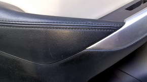 Door trim card rear left Mazda 6 13-15 Touring black gray insert leather, armrest black leather, molding gray gloss, dent, bump, abrasions, scratches