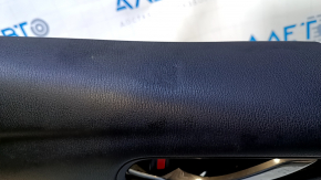 Door trim card rear left Mazda 6 13-15 Touring black gray insert leather, armrest black leather, molding gray gloss, dent, bump, abrasions, scratches