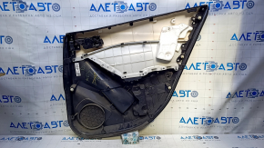 Door trim card rear left Mazda 6 13-15 Touring black gray insert leather, armrest black leather, molding gray gloss, dent, bump, abrasions, scratches