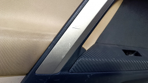 Door trim card rear left Toyota Rav4 13-18 black with beige insert cloth, armrest beige cloth, molding gray structure, carbon fiber trim, scuffs, scratches, for dry cleaning