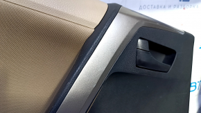 Door trim card rear left Toyota Rav4 13-18 black with beige insert cloth, armrest beige cloth, molding gray structure, carbon fiber trim, scuffs, scratches, for dry cleaning