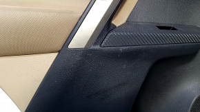 Door trim card rear left Toyota Rav4 13-18 black with beige insert cloth, armrest beige cloth, molding gray structure, carbon fiber trim, scuffs, scratches, for dry cleaning