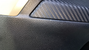 Door trim card rear left Toyota Rav4 13-18 black with black insert cloth, armrest black cloth, molding gray structure, carbon fiber trim, scuffs, scratches, nicks
