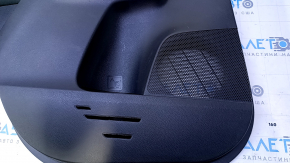 Door trim card rear left Toyota Rav4 13-18 black with black insert cloth, armrest black cloth, molding gray structure, carbon fiber trim, scuffs, scratches, nicks